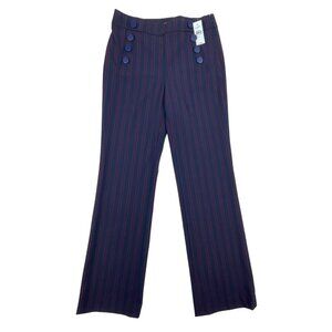 Loft Marisa Trouser Pants Navy & Burgundy  High-Waist Wide-Leg Size 4 - New